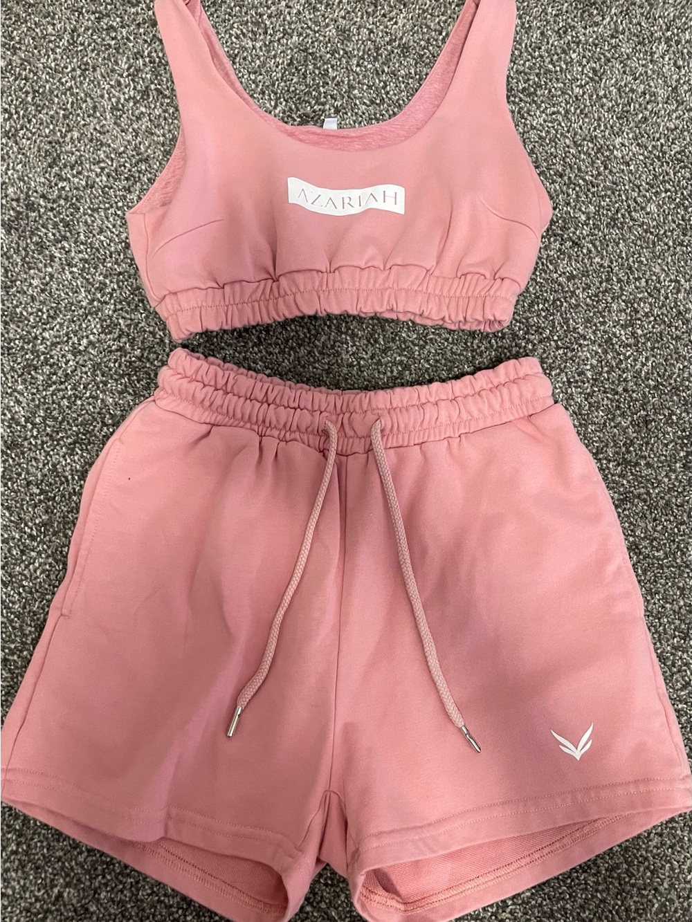 Azariah Pink Cropped Sports Bra & Shorts Set